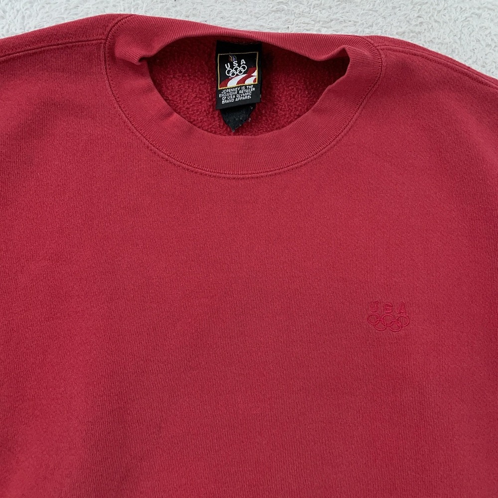 Vintage‎ United States Olympic Team Sweatshirt Mens Medium Red Embroidered 90s